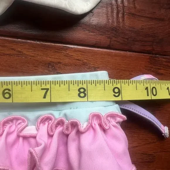 Love & Grow Clothing Co 3T Swimsuit Mermaid 2 Piece Ruffle Shimmer Scallop Edge - Picture 4 of 5